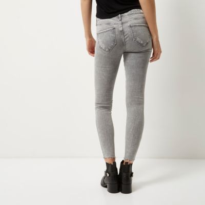 Grey acid wash ripped Molly jeggings